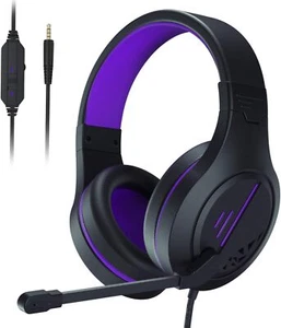 Gaming Headset with Mic for PC 3.5mm Wired Headphones Over Ear Noise Cancel - Picture 1 of 7