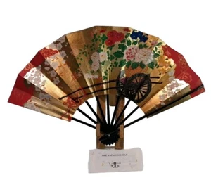 Japanese Traditional Fan Wth a Stand New in Box, Japan FLORAL PATTERN 19"x11.5" - Picture 1 of 13