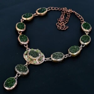 Moldavite Necklace Handmade, Copper, Adjustable Link Chain Boho Jewelry  a - Picture 1 of 5