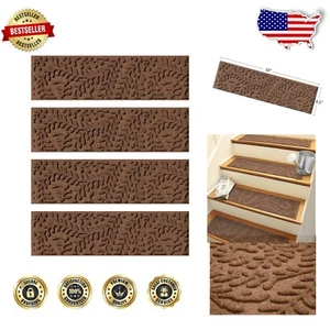 Eco-Friendly Water-Trapping Stair Treads Set - 8-1/2 x 30 Inches, Dark Brown - Picture 1 of 10