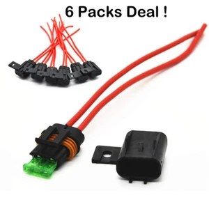 6er Pack 12 Stärke ATC ATO Inline Blade Sicherungshalter AWG Kupferdraht 30A für Auto - Bild 1 von 7