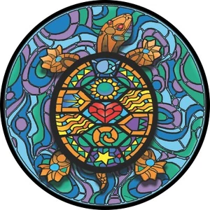 Turtle Stained Glass Spare Tire Cover -Add tire size in NOTES during checkout - Picture 1 of 5