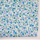 Vtg Cotton Quilting Fabric Tiny Calico Blue Floral Purple Roses BTHY Half Yard