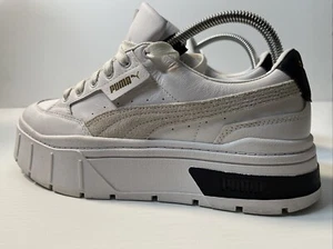 PUMA MAYZE STACK WHITE TRAINERS SIZE UK 7.5 10W LEATHER BLACK PLATFORM 384363-01 - Picture 1 of 13
