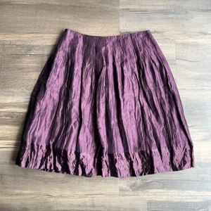 CanvasBacks Women’s Midi Skirt Linen Blend Metallic Burgundy Lined Size 4 USA - Picture 1 of 10