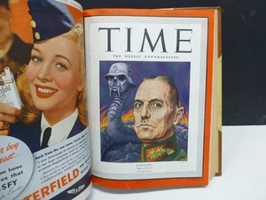 Time Magazine Leather Bound Book Aug- Sept 1944 Full Issues W Covers RUNDSTEDT - Picture 1 of 7