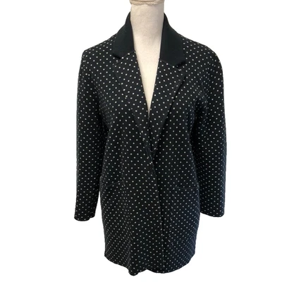 J Crew 365 Cardigan Sweater Jumper Womens Small Black White Dot Office Teacher - Image 1 of 4