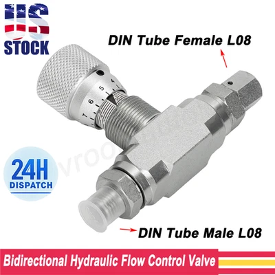 VROOMAUTOLY Bidirectional Hydraulic Flow Control Restrictor Valve For STB-G3/8 L08 Connector