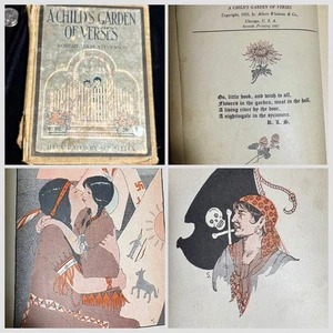 Antique Children’s Book 1923 (Art Deco) A Child’s Garden Of Verse Colored Litho’ - Imagen 1 de 15