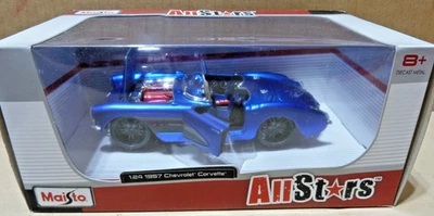 Maisto All Stars Diecast 1957 Blue Chevrolet Corvette 1:24 NEW In Box - Image 1 of 2