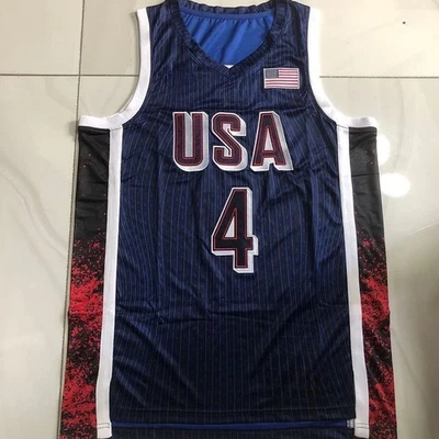 Camisetas de baloncesto Usa Dream Team 4# Curry todas cosidas retro Foto 1 de 4