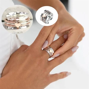 Anxiety Ring Women Figet Spinner Rings Spinning Rotate Freely Anti Stress Rings - Picture 1 of 18
