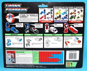 TRANSFORMERS G1 MICROMASTER RESCUE PATROL TECH SPECS CARD BACK CARDBACK UK EU... - Picture 1 of 2