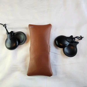 Samba Castanets Set With Storage Case Ebony Dark Black Wood Made In Spain - Picture 1 of 3