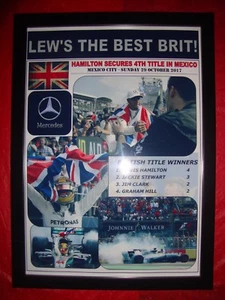 Lewis Hamilton 2017 F1 world champion Mexican Grand Prix winner - framed print - Picture 1 of 2
