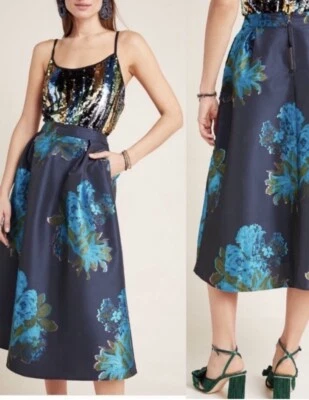 NUEVO CON ETIQUETAS Anthropologie Falda Midi Talla 4 Cremallera Cierre Forrado Tiene Bolsillos Foto 1 de 4