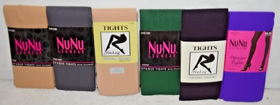 Lote de 6 novas meias-calças opacas multicoloridas com pés 100 lb -140 lb bege roxo - Imagem 1 de 4