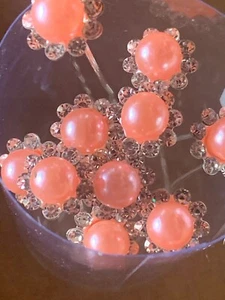 10 Pcs Colour Pearl Diamonte Hair Grip Bride Wedding Party Hairstyle Open Pin - Picture 1 of 4