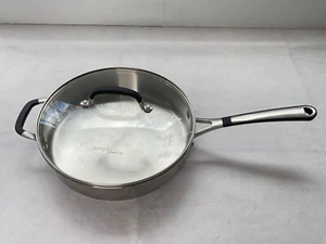 Calphalon Stainless Steel 3 Qt Deep Skillet Saute Frying Pan with Glass Lid 5003 - Picture 1 of 3