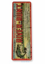 FISHING LURE LOT OF 5 TIN SIGNS RIVER RUNT BOMBER JITTERBUG CREEK CHUB REPRO