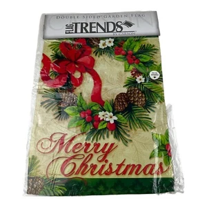 Merry Christmas Double Sided Garden Flag 13" x 18" Flag Trends by Carson New - Picture 1 of 8