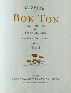 GAZETTE DU BON TON Table des matières pour le premier semestre 1922 EO L. VOGEL - Picture 1 of 8
