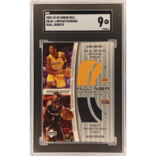 Kobe Bryant & Allen Iverson 2002-03 UD Honor Roll Dual Jerseys SGC9 Game-Worn
