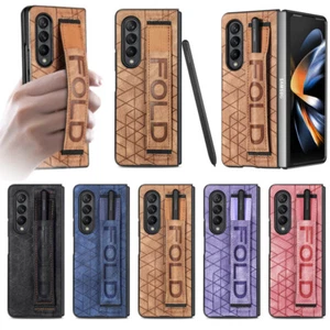 For Samsung Galaxy Z Fold 4 3 5G Luxury Leather Wristband Wireless Charging Case - Photo 1 sur 17