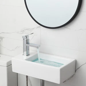 Wandhalterung Badezimmer Eckspüle Keramikgefäß kleines rechteckiges Porzellanspüle - Bild 1 von 9