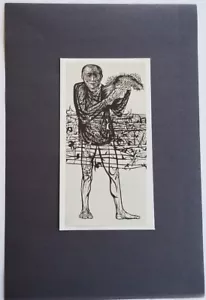 Leonard Baskin "Man of Peace " Mounted b/w offset Lithograph 5" x 10" 1973 - Picture 1 of 4