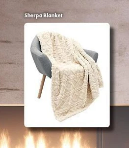 Moderne Elegance Sherpa Throw Blanket Cream-Colored Contemporary Pattern NEW - Picture 1 of 15