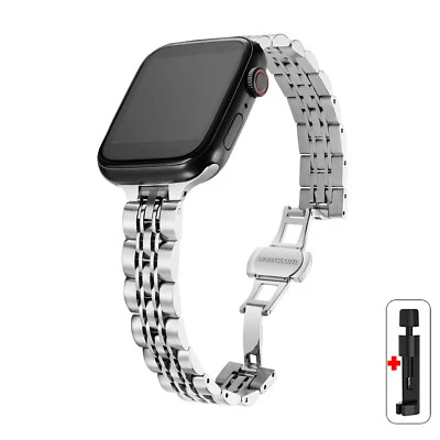 Pulseira feminina fina para Apple Watch Ultra 49mm 10 9 8 7 40/44/46/45mm - Imagem 1 de 4