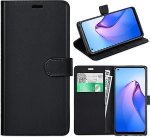 Funda billetera de cuero abatible para teléfono Oppo A16 A54 A15 A94 A74 A53 A35 A16s - Imagen 1 de 5