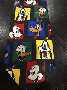 Mickey Inc. Vintage 100% Polyester Tie Donald Pluto Goofy Disney - Picture 1 of 5