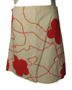 Talbots 16 White Pink Flowers Knee Length Skirt - Picture 1 of 3