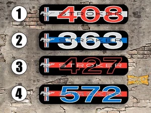 Ford Mustang Custom Valve Cover Aluminum Emblem / Decal Pair. Any Displacement - Foto 1 di 1