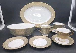 10- Sango Versailles #3632 Fine China Platter, Serving Dish, Sugar, Cups/Saucers - Picture 1 of 23