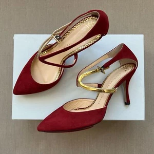 Charlotte Olympia Red Suede Pumps Size 36 - Picture 1 of 10