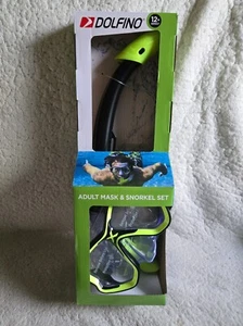 Dolfino Adult Open Mask and Snorkel Set, Black/Yellow, Unisex - Picture 1 of 2