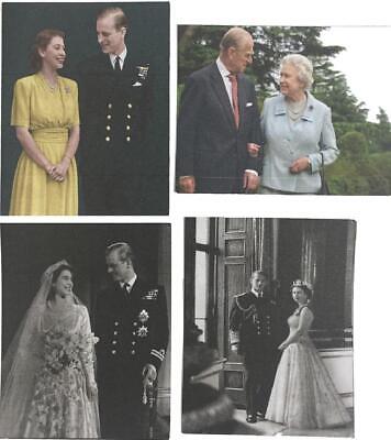 Dolls House Queen Elizabeth II & Prince Philip Set Of 4 1:12 Portrait Pictures • 2.80£
