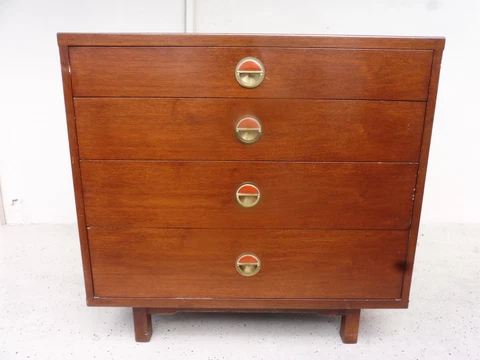 DIMINUTIVE MID CENTURY MODERN DUNBAR WORMLEY NATZLER TILE JANUS 4 DRAWER CHEST Cover