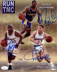 TIM HARDAWAY-CHRIS MULLIN-MITCH RICHMOND SIGNED RUN TMC WARRIORS 8X10 PHOTO-JSA - Picture 1 of 1