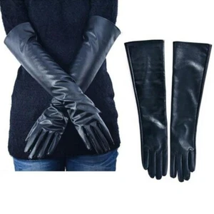 Gloves Women Long Elbow Evening Party Soft Leather Ladies Lined Warm Winter - Picture 1 of 17