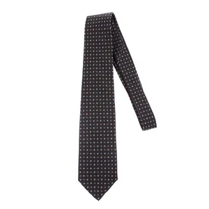 Isaia NWOT 100% Silk Seven (7) Fold Tie Brown w Teal/Light Blue Geometric Shapes - Picture 1 of 10