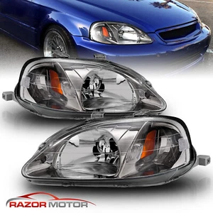 1999-00 Replacement Gunmetal Headlights for Honda Civic 2/3/4 Door EK/EJ/EM/JDM - Picture 1 of 7
