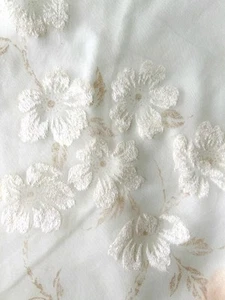 Vintage Shower Curtain And Window Curtain Sheer Flocked Fabric Retro Granny - Picture 1 of 11