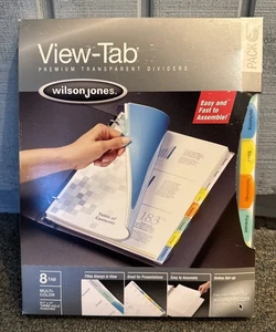 Wilson Jones View Tab Premium Transparent Dividers 8 Tab Multi Color 6 Pack New - Picture 1 of 3