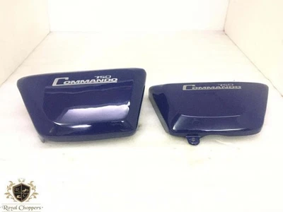 Caja de herramientas interestatales/ajustada para Norton Commando Fastback y paneles laterales azul aceite Foto 1 de 4