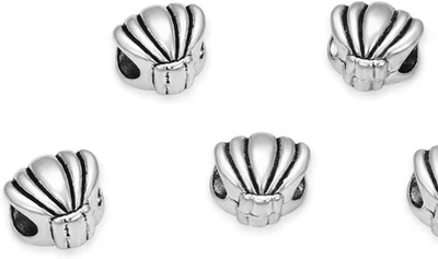 20Pcs Cute Sea Shell Large Hole Loose Beads (4.5Mm Hole) Antique Silver Metal Sp - Image 1 of 4