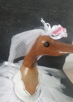 Duck ornaments Brides Quirky Gift Ideas Collectible Bird Statue Wooden Carvings - Image 1 of 4